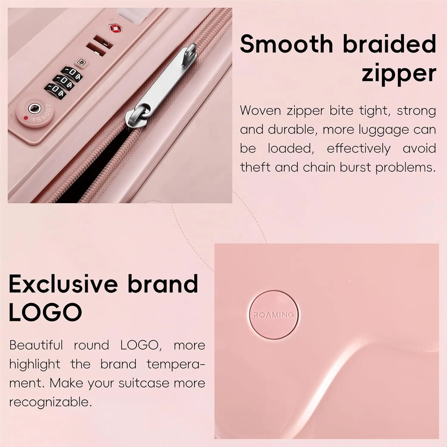 ROAMING 26 Inch Pink PC Hard Sided Checked Large Luggage with TSA Lock Cup Holder USB Charging Port and Spinner Wheels Lightweight Durable Ice Cream Travel Suitcase for Women Melt into Journeys