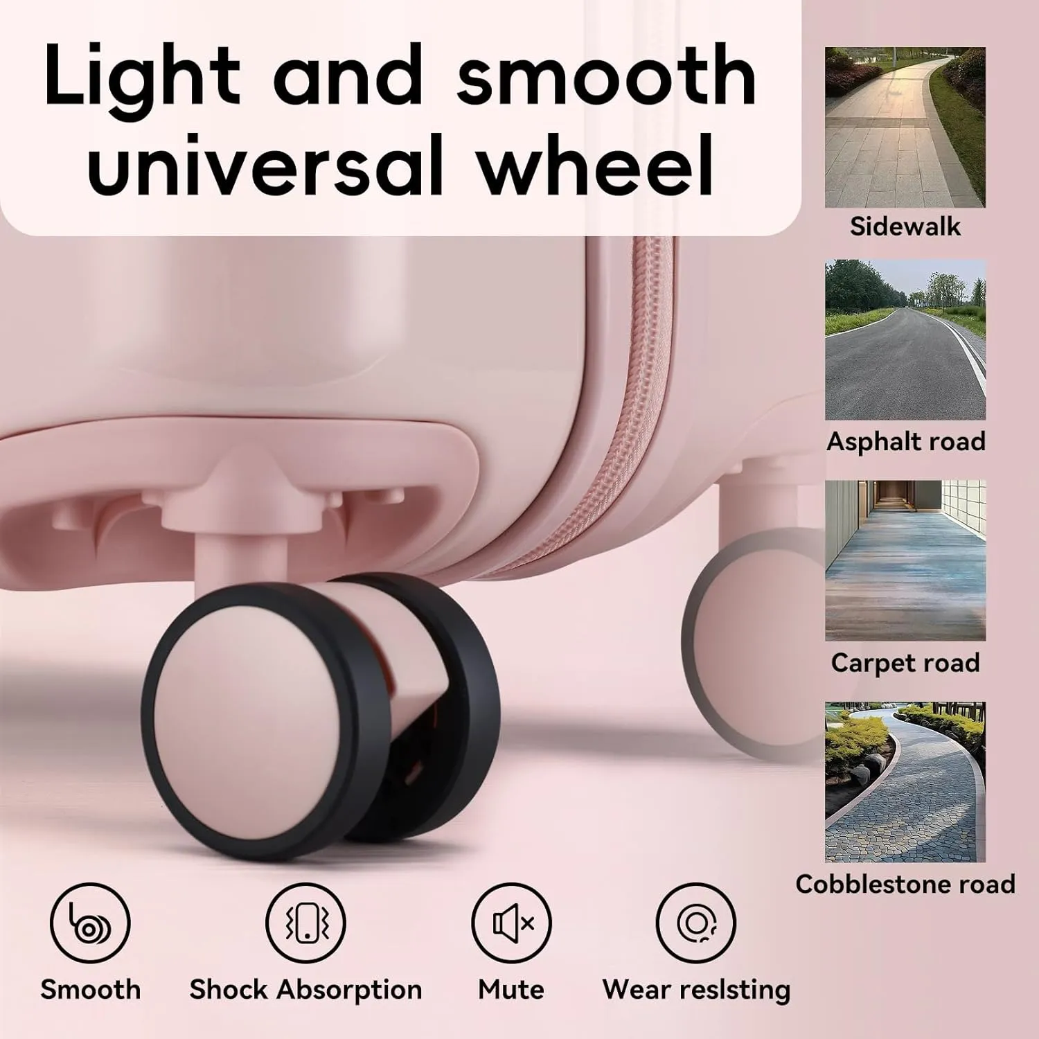 ROAMING 26 Inch Pink PC Hard Sided Checked Large Luggage with TSA Lock Cup Holder USB Charging Port and Spinner Wheels Lightweight Durable Ice Cream Travel Suitcase for Women Melt into Journeys