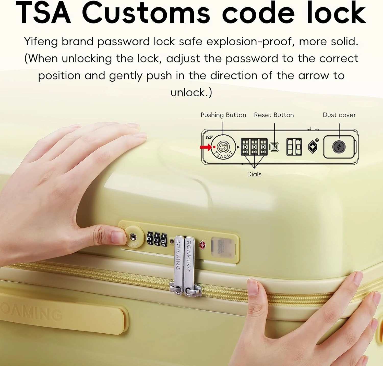 ROAMING 24 Inch PC Hard Sided Checked Luggage with TSA Lock Cup Holder USB Charging Port and Spinner Wheels Lightweight Durable Ice Cream Travel Suitcase for Women Cheese yellow