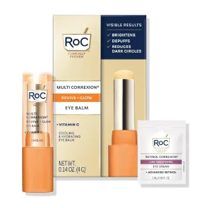 RoC Multi Correxion Revive   Glow Vitamin C Eye Balm (0.14 oz) with Retinol Eye Cream Packette