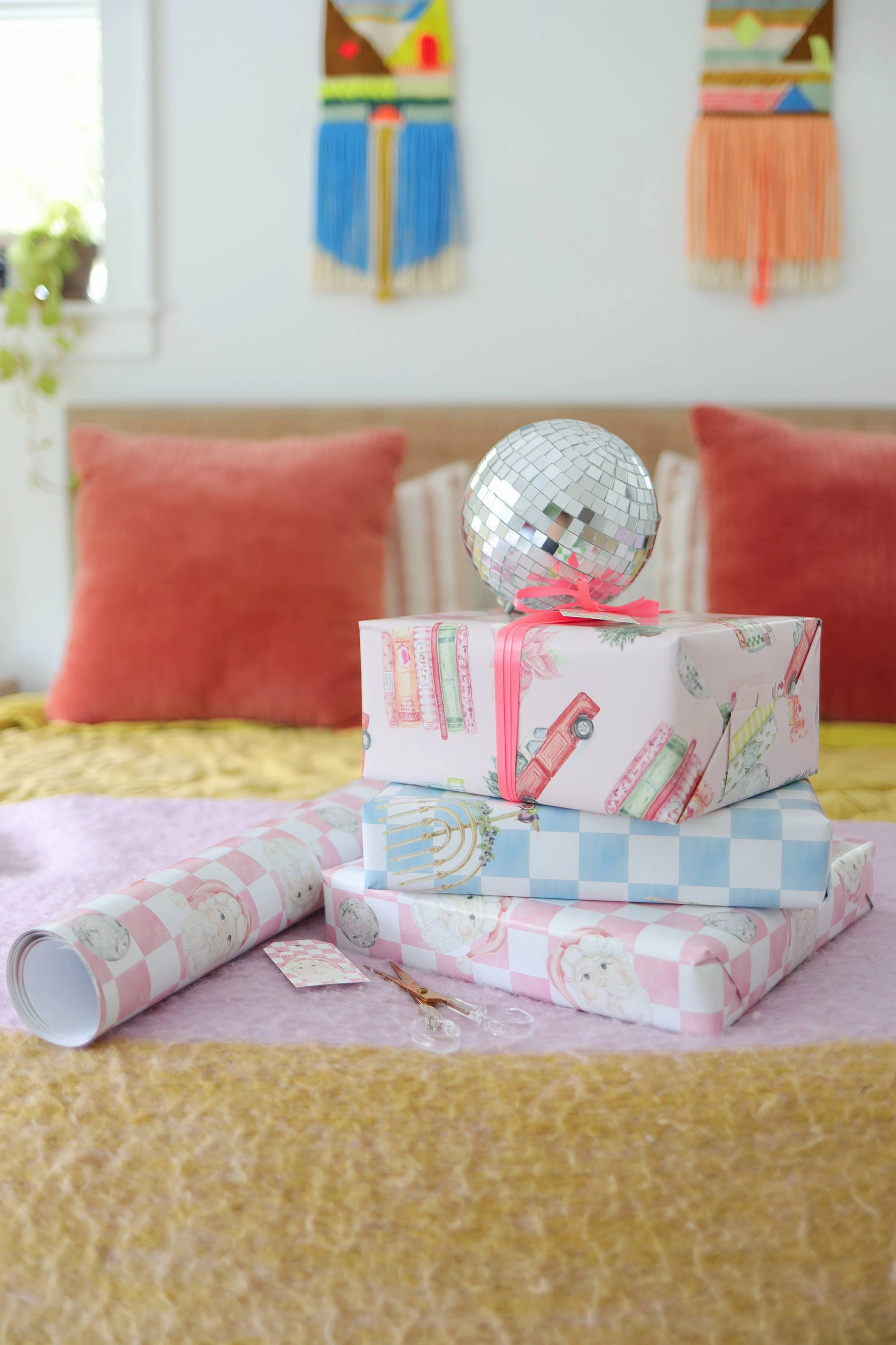 ROLLS Christmas trees, trucks, books, disco balls gift wrap