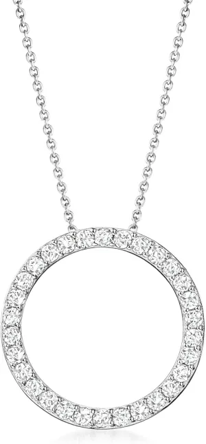 Ross-Simons 2.25 ct. t.w. CZ Eternity Circle Pendant Necklace in Sterling Silver