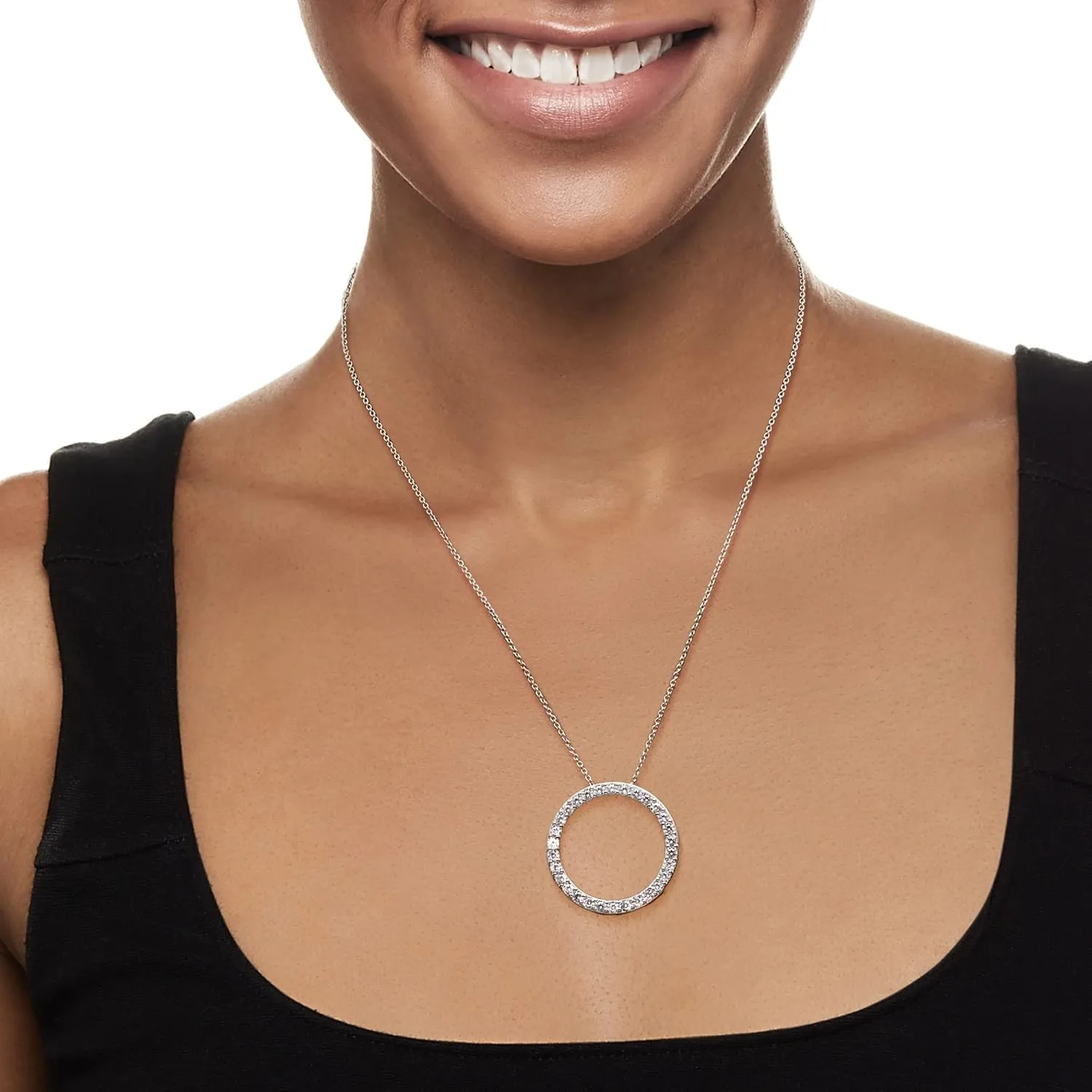 Ross-Simons 2.25 ct. t.w. CZ Eternity Circle Pendant Necklace in Sterling Silver