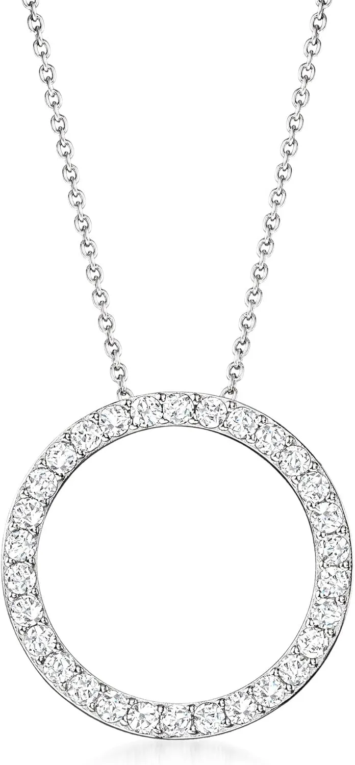 Ross-Simons 2.25 ct. t.w. CZ Eternity Circle Pendant Necklace in Sterling Silver