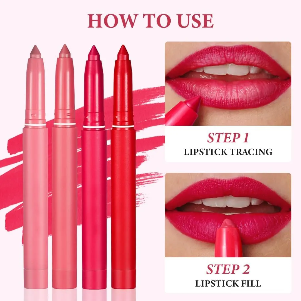 Rotating Sharpenable Matte Lipstick Pencils, Occasionalous 12 Colors Crayon Lipstick, Precision Tip Matte Lip Crayon Waterproof Lip Gloss Stain Set (01)