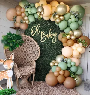 Safari Woodland Sage Olive Green Brown Nude Cream Neutral Balloons Balloon Garland Kit, Jungle Safari Wild One Boho Teddy Bear Birthday Baby Shower Theme Party Decorations Supplies for Boy