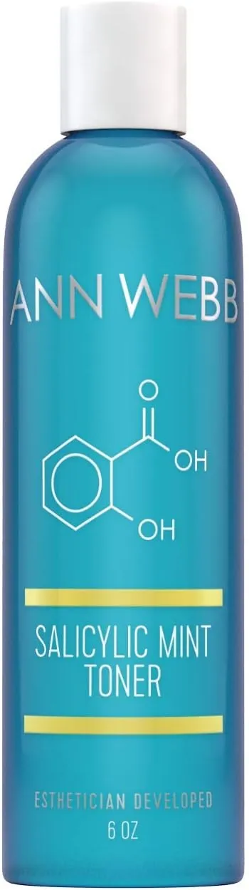 Salicylic Mint Toner - All Natural Toner Deep Cleans, Exfoliates & Clears Acne - Powerful, but Gentle Toner removes Dead Skin & Minimize Pores - Brightens & Balances for a Healthy Glow. 6oz