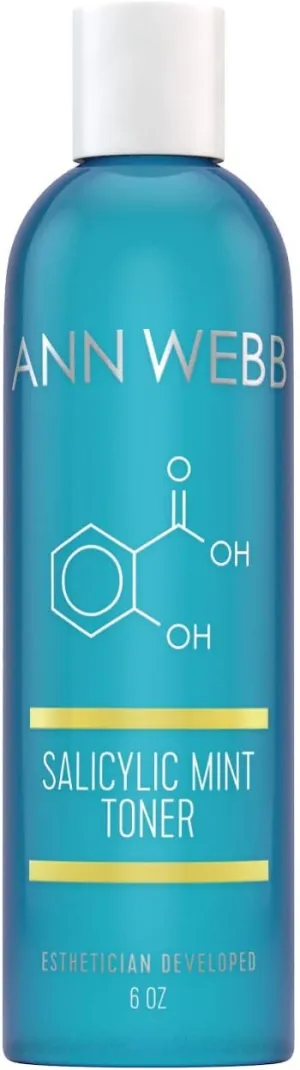 Salicylic Mint Toner - All Natural Toner Deep Cleans, Exfoliates & Clears Acne - Powerful, but Gentle Toner removes Dead Skin & Minimize Pores - Brightens & Balances for a Healthy Glow. 6oz