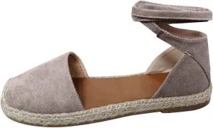 Sandals for Women Espadrilles FLat Shoes Bohemian Slip-ons Sandals Summer Dressy Closed Toe Beach Shoes Ankle Wrap