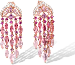 Santuzza 925 Sterling Silver Ombre Raindrops Earrings Glass Cubic Zirconia Stud Earrings for Women