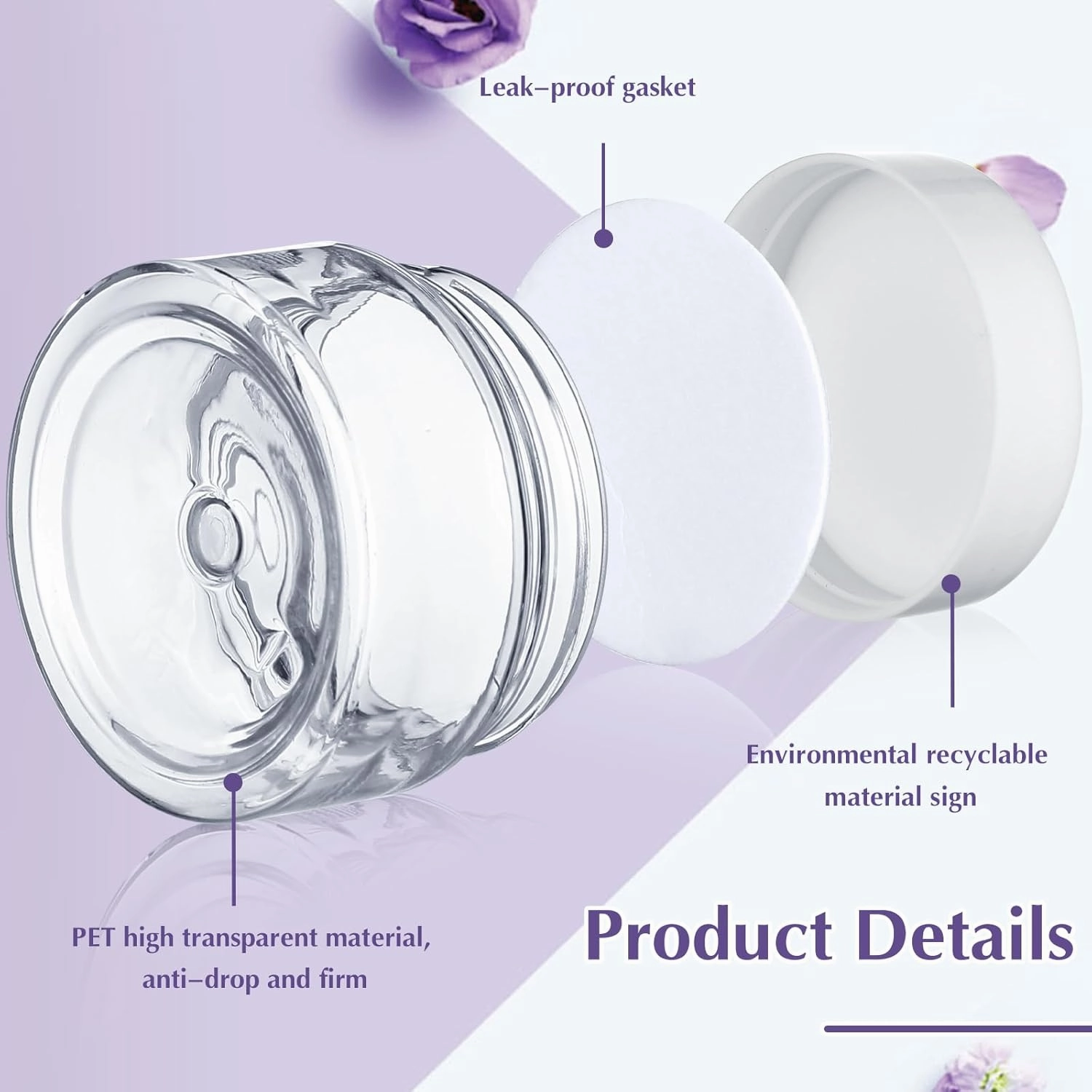 SATINIOR 100 Pcs Plastic Jars with Lids Small Containers Lids Wide Mouth Small Plastic Containers for Lotion Cream Rhinestones Body Butters Travel Storage(1 oz,Clear with White Lid)