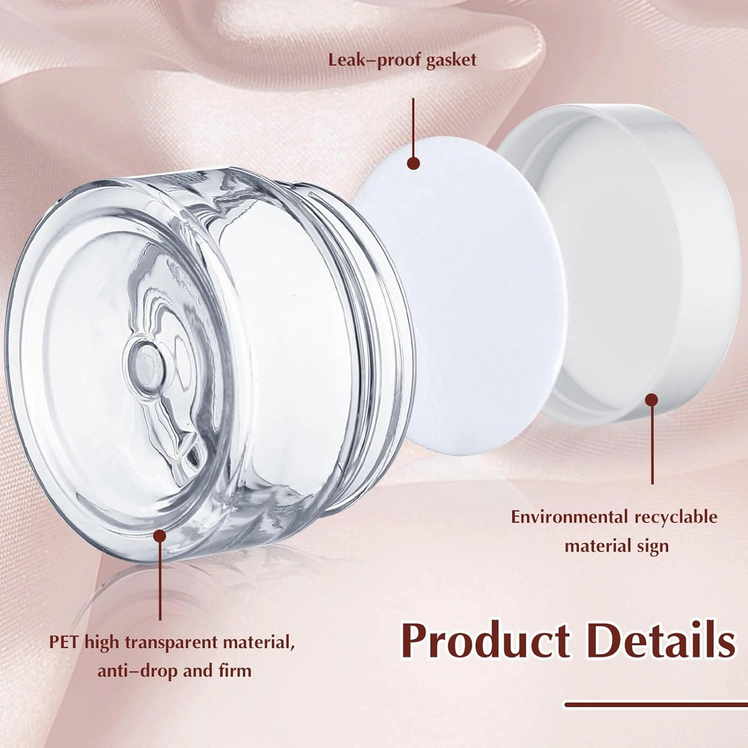 SATINIOR 100 Pcs Plastic Jars with Lids Small Containers Lids Wide Mouth Small Plastic Containers for Lotion Cream Rhinestones Body Butters Travel Storage(2 oz,Clear with White Lid)