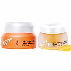 Saturday Skin Face Moisturizing Cream with Carrot, Niacinamide, Ceramides & Centella Asiatica, Peptide and Yuzu Vitamin C Sleep Overnight Face Mask Skin Care Retinol Niacinamide Face Moisturizer