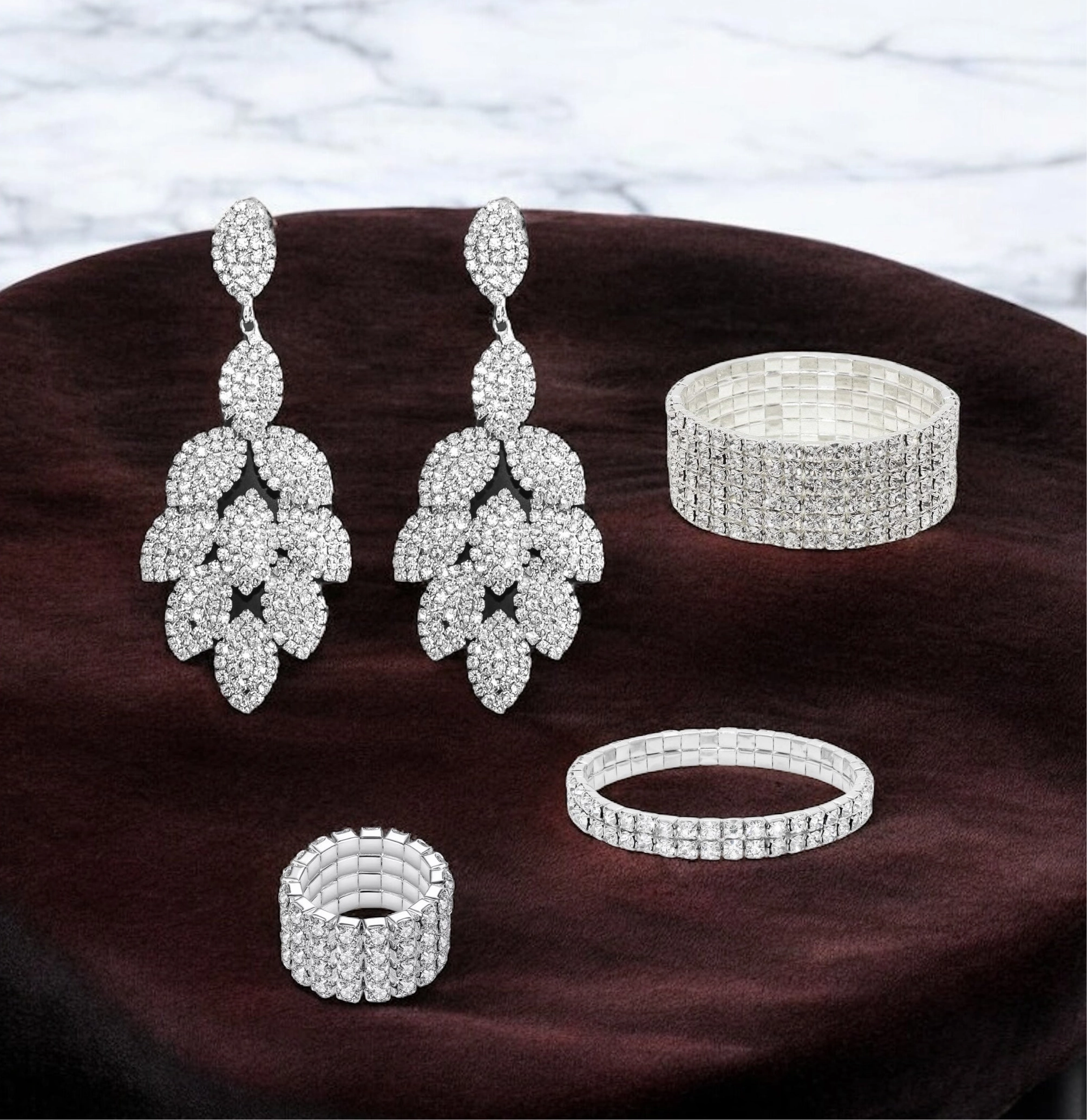 SELINA - clear silver 4 piece rhinestone set