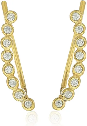 SHASHI Women's Noa Ear Climbers, Clear/Gold, One Size
