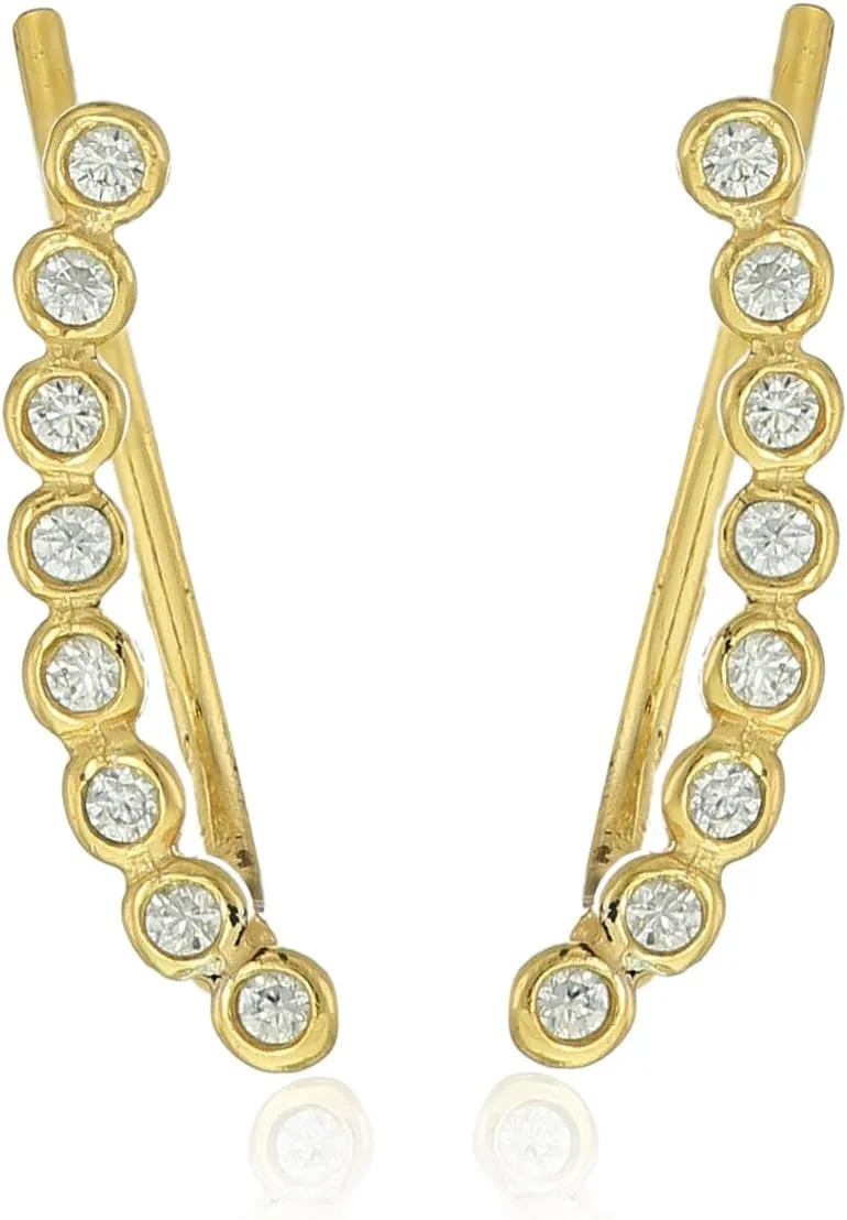 SHASHI Women's Noa Ear Climbers, Clear/Gold, One Size