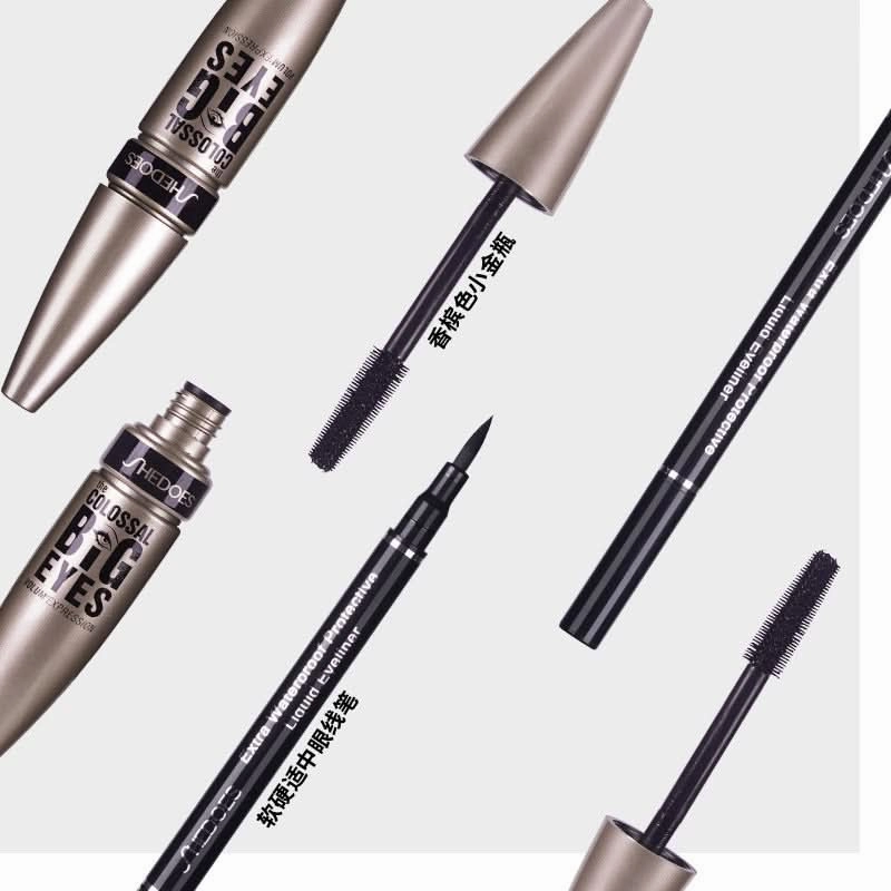 Shedoes Waterproof Mascara & Eyeliner Set – Smudge-Proof, Volumizing & Curling Eye Makeup