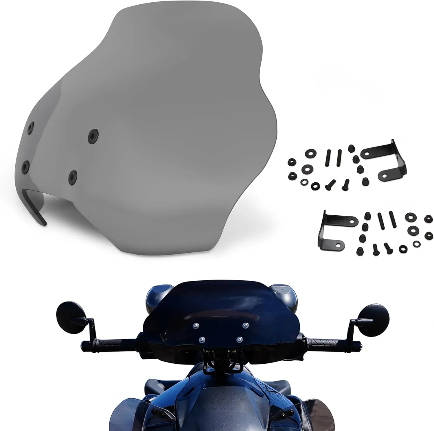 Show Chrome Covert Windshield | Enhanced Comfort, Combat Fatigue | Aircraft-Grade, Tilt-Adjustable Acrylic | Easy Installation, BRP Audio Compatible | Fits CAN-AM Ryker 2019  Models | Smoke Tint
