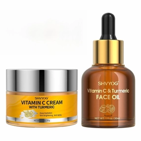 SHVYOG Turmeric Vitamin C Face Cream 1.76 Oz Vitamin C Turmeric Face Oil 1 Fl Oz