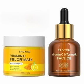 SHVYOG Vitamin C Turmeric Peel Off Face Mask 4.23 Oz Vitamin C Turmeric Face Oil 1 Fl Oz