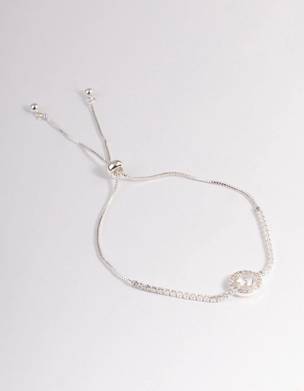 Silver Cupchain Stone Toggle Tennis Bracelet
