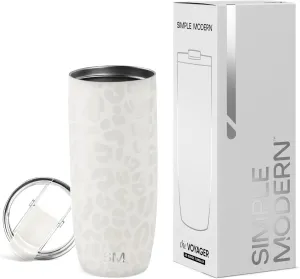 Simple Modern Travel Coffee Mug Tumbler with Flip Lid | Reusable Insulated Stainless Steel Cold Brew Iced Coffee Cup Thermos | Gifts for Women Men Him Her | Voyager Collection | 20oz | Cream Leopard