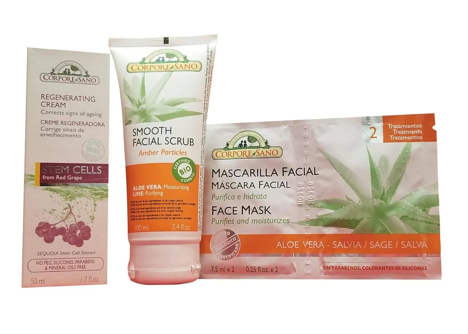 Skin Care Gift Set for Women with Stem Cell Regenerative, Smooth Facial Scrub & Face Mask