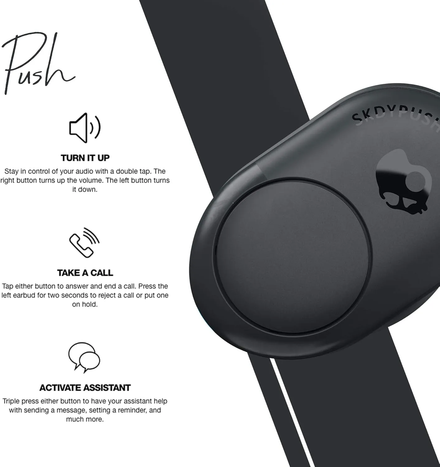 Skullcandy Push True Wireless In-Ear Earbud - Dark Grey