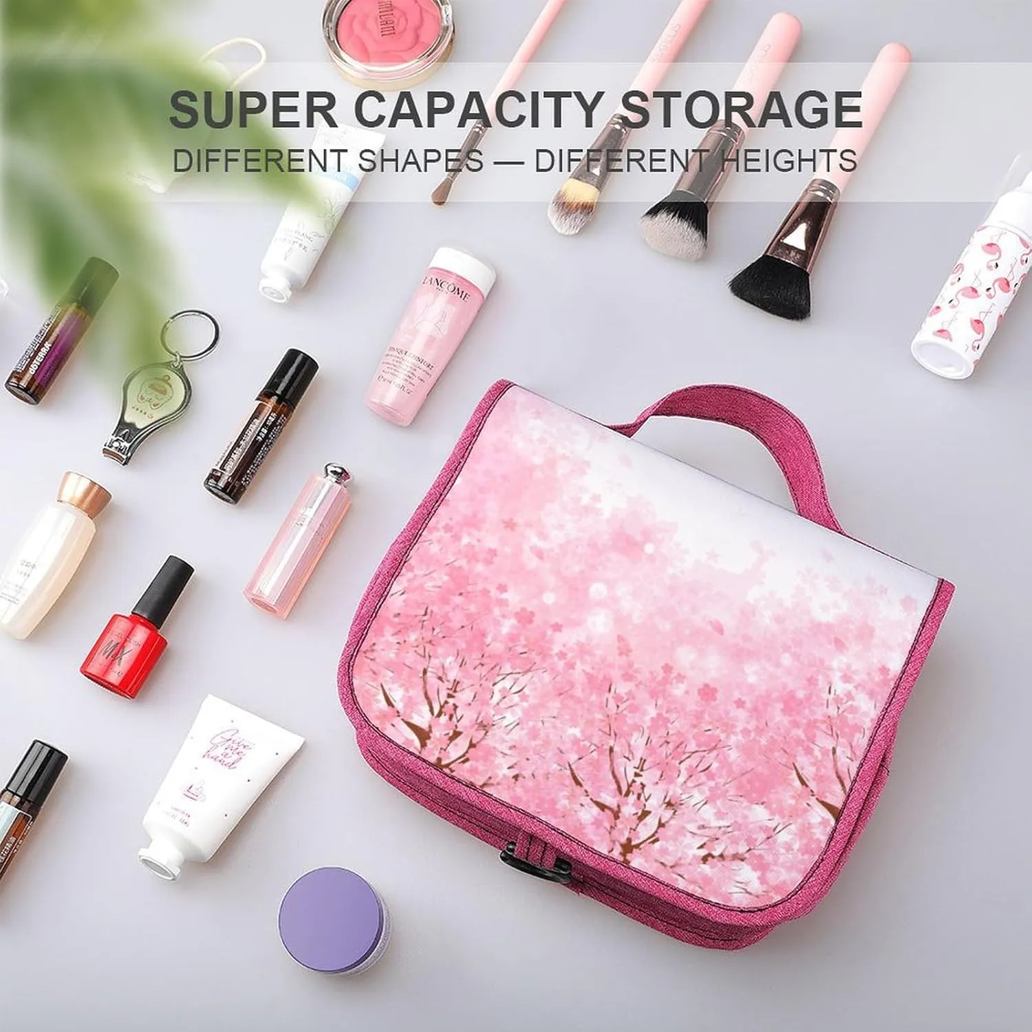 Sky,Toiletry Bag Travel Bag with Hanging Hook,Sky with Stars Universe,Water-resistant Makeup Cosmetic Bag Travel Organizer for Accessories,Full-size Container,Blue White