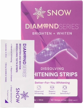 Snow Diamond Series Purple Whitening Strips - Dissolving Teeth Whitening Strips for Sensitive Teeth, Instant Brightening with Hydroxyapatite, Color-Correcting Purple Formula, 42 Count
