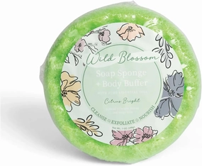 Soap Sponge and Exfoliating Body Buffer, 7 Ounce Scrub with Shea Butter and Essential Oils, Citrus Bright