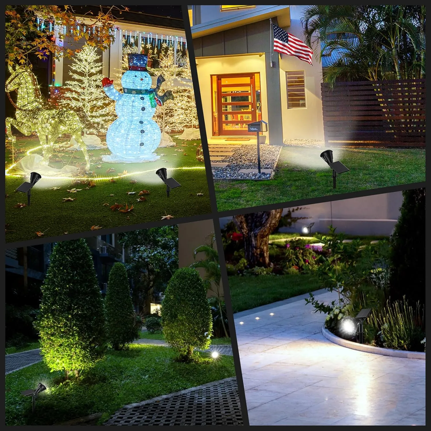 Solar Spot Lights Outdoor, 21 LEDs Brightness Solar Outdoor Lights IP67 Waterproof, 2-in-1 Adjustable Outdoor Lights Solar Powered for Yard Trees Patio Pathway Yard Flag - Cool White(6 Pack)