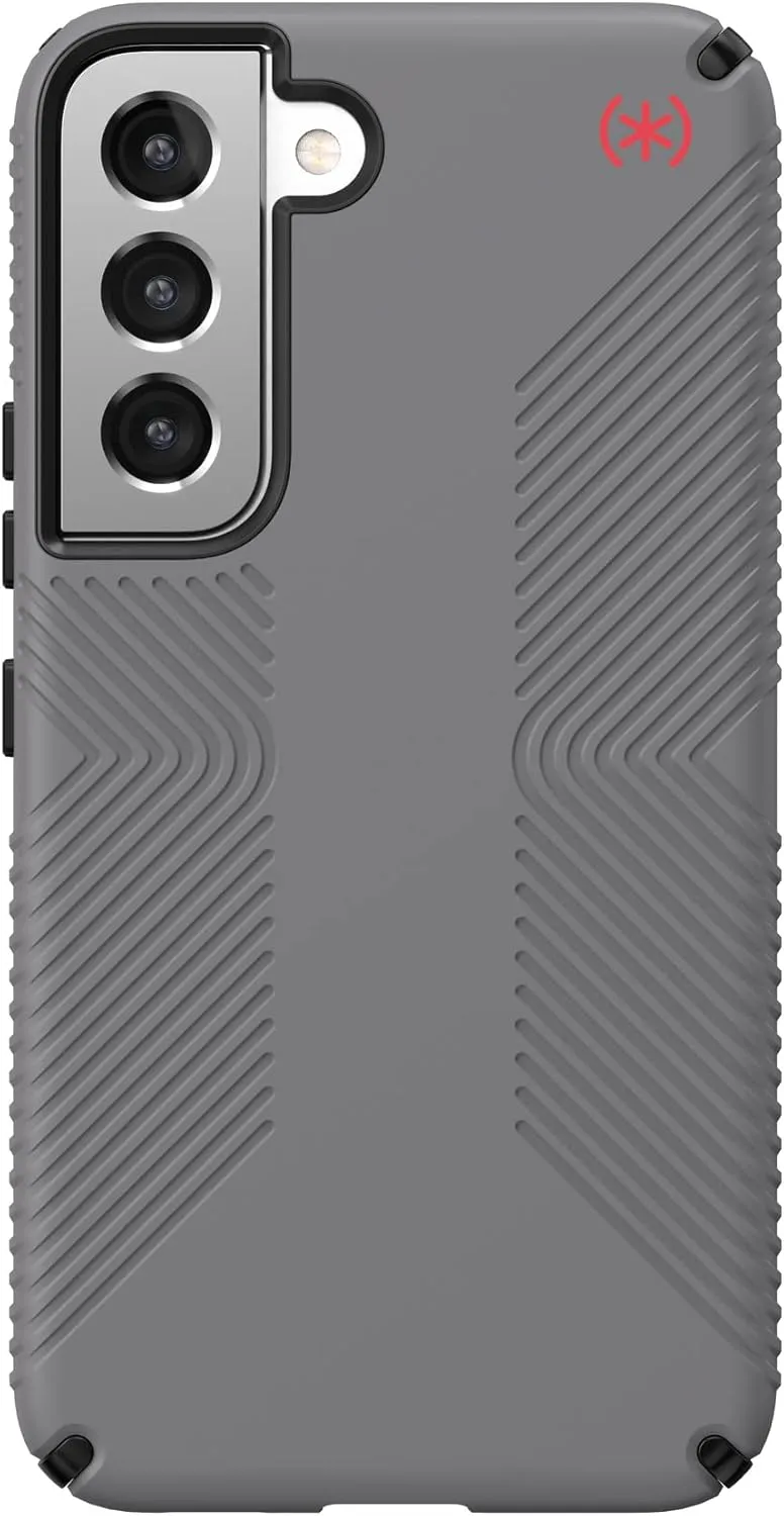 Speck Products Presidio2 Grip Samsung Galaxy S22 Case,Raised bezel, Graphite Grey/Black/Bold Red