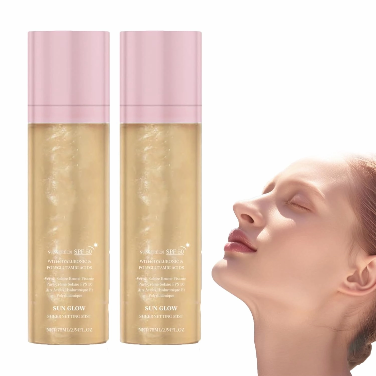 Spf 50 Sheer Setting Mist, Elaria Sunglaze Sheer Setting Mist Sunscreen Spf 50, for Face & Body, Lightweight, Fast-Absorbing, Hydrating, Non-Greasy, Makeup-Friendly (2)