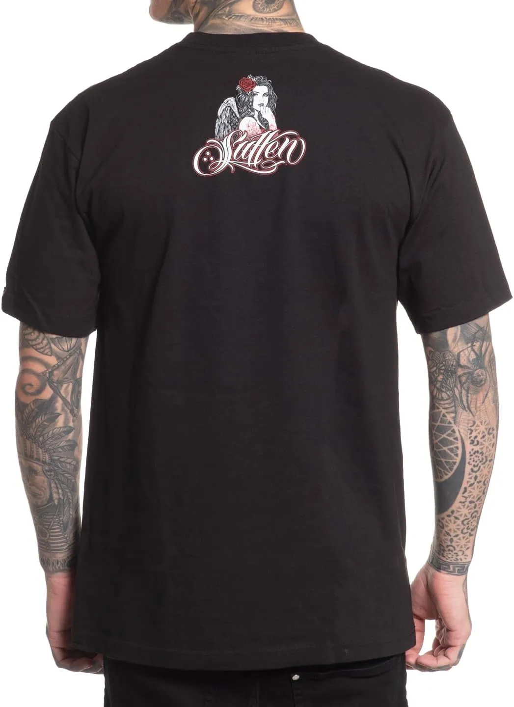 Sullen Men's Red Roses Artist Series Tattoo Lifestyle Graphic Standard Short Sleeve Tee Black