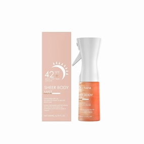 Sunglaze Sheer Body Mist Sunscreen SPF 42, Infused with Shimmering Body Oil, Hydrating Mist, Hydrates, Brightens, Makeup Friendly, Gives Skin a Glowy Finish, Lightweight,