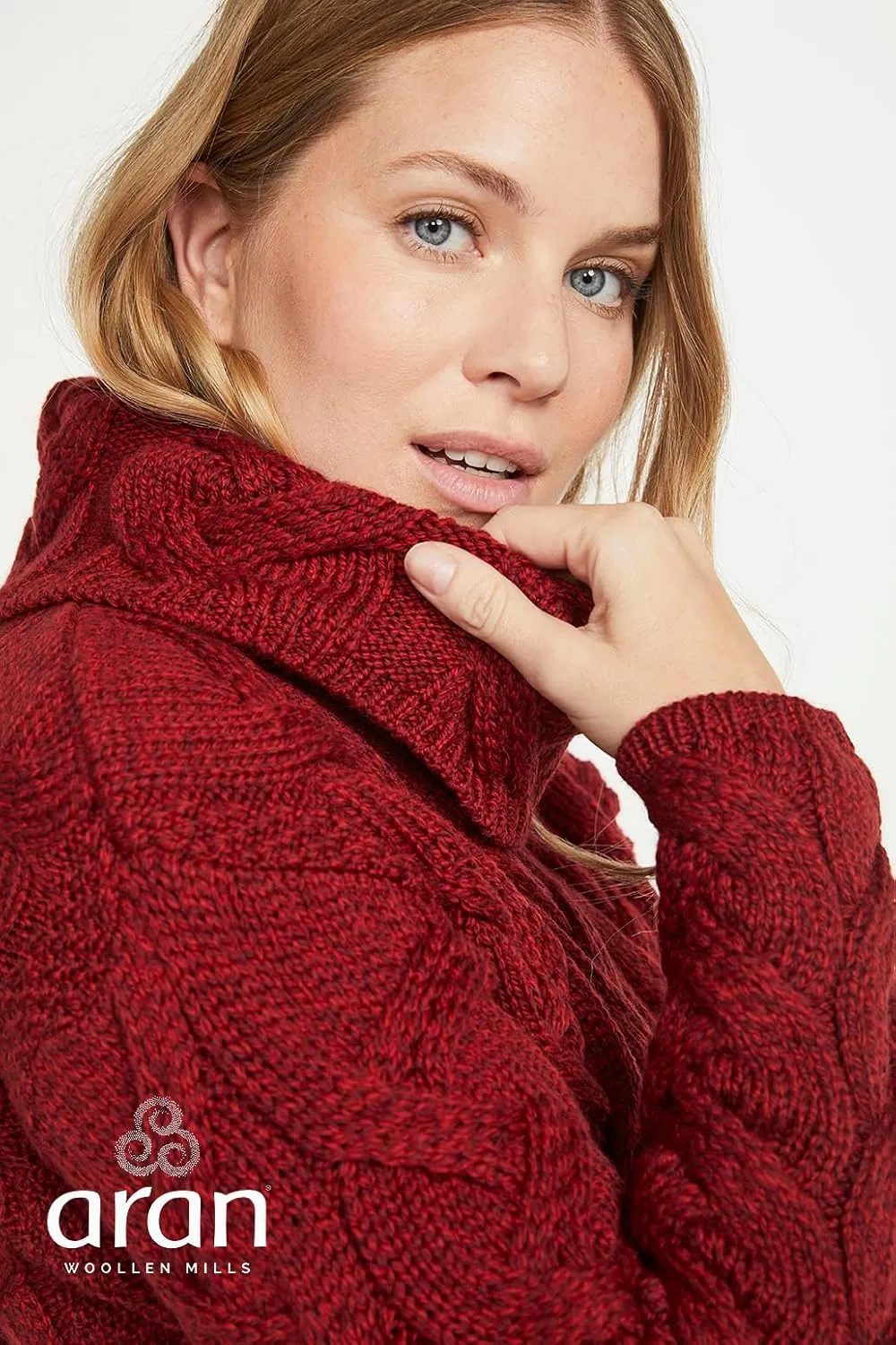 Supersoft Irish Merino Wool Chunky Cable Knit Cowl Sweater for Women Made in Ireland