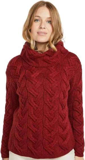 Supersoft Irish Merino Wool Chunky Cable Knit Cowl Sweater for Women Made in Ireland