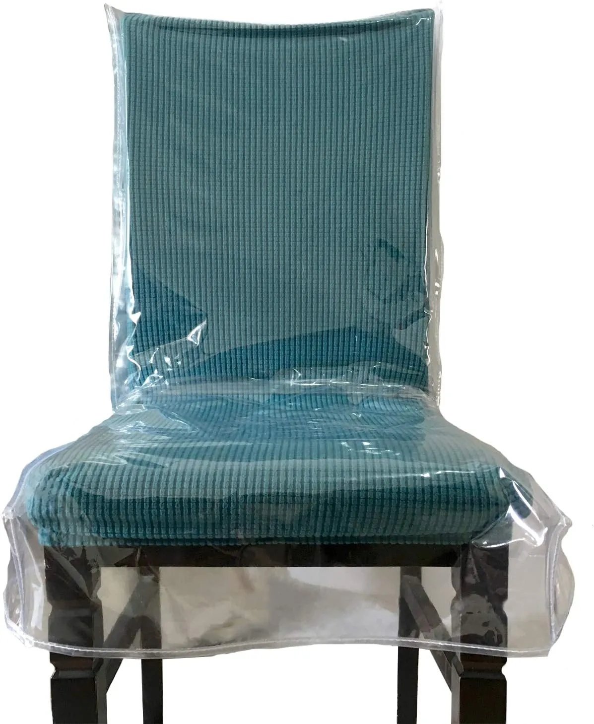 Swanna Plastic Dining Chair Covers with Backrests,Clear PVC Seat Chair Protector Waterproof Cover,Fit W/21 x D/18 Inch (2 Pack)