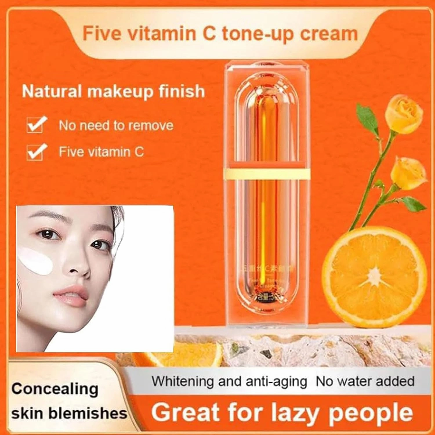 Swarous Multi-Vc Natural Makeup Cream, Beautybers Five Vitamin C Tone Up Cream, Tone Up Cream, 4-In-1 Make-Up Cream, Vitamin C Cream(5bottles, one size)