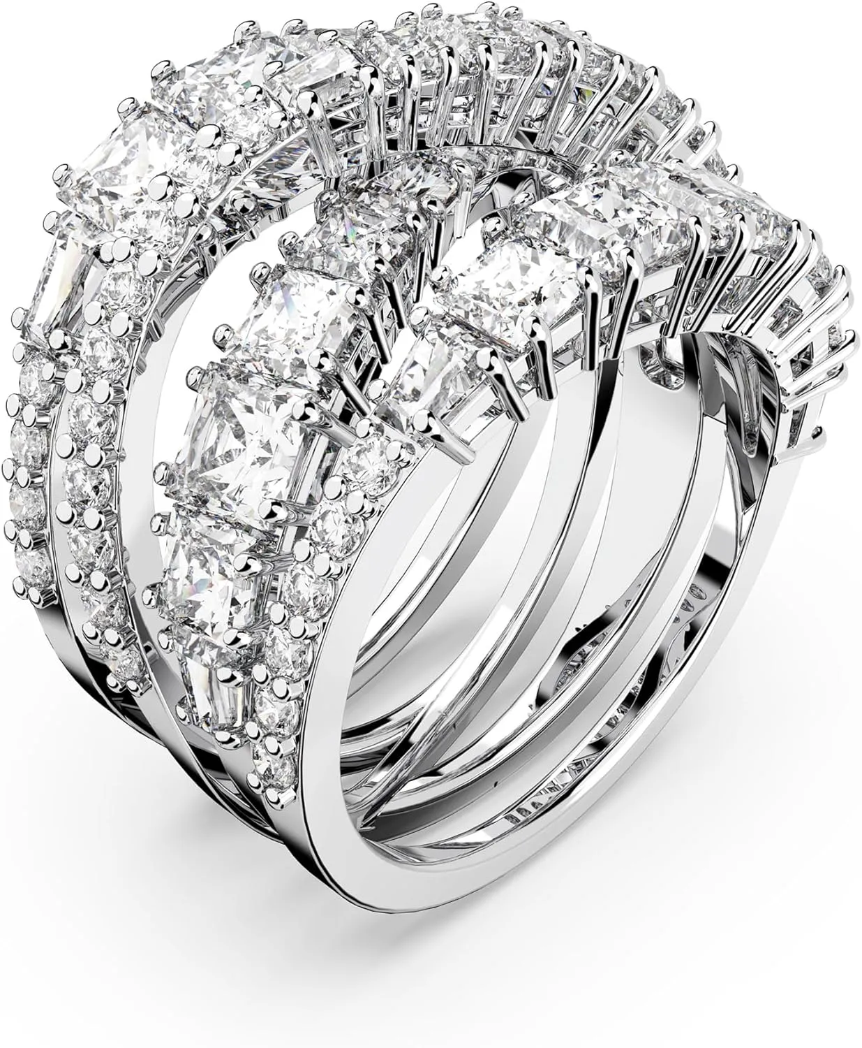 Swarovski Hypberola Ring, Mixed Cuts, Clear, Rhodium Finish
