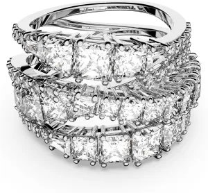 Swarovski Hypberola Ring, Mixed Cuts, Clear, Rhodium Finish