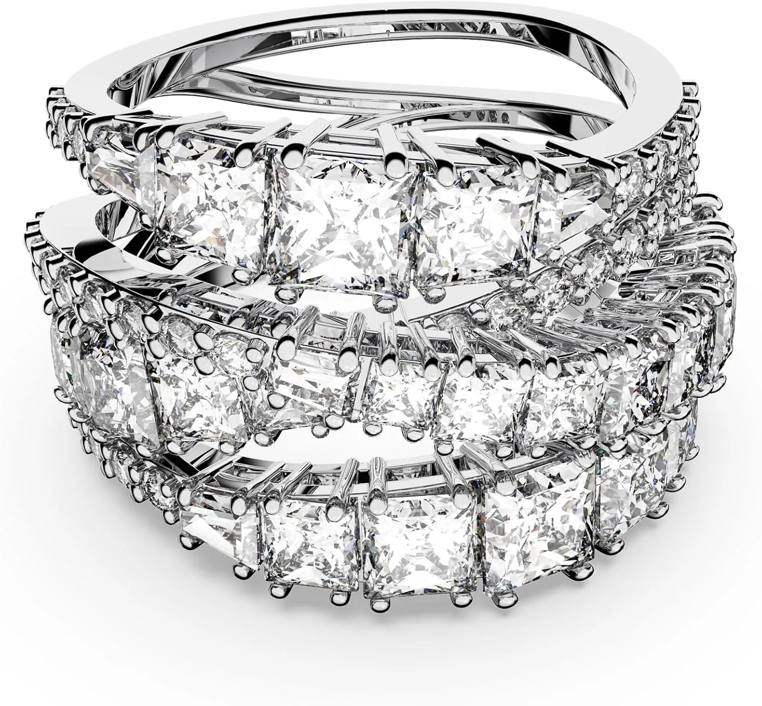 Swarovski Hypberola Ring, Mixed Cuts, Clear, Rhodium Finish