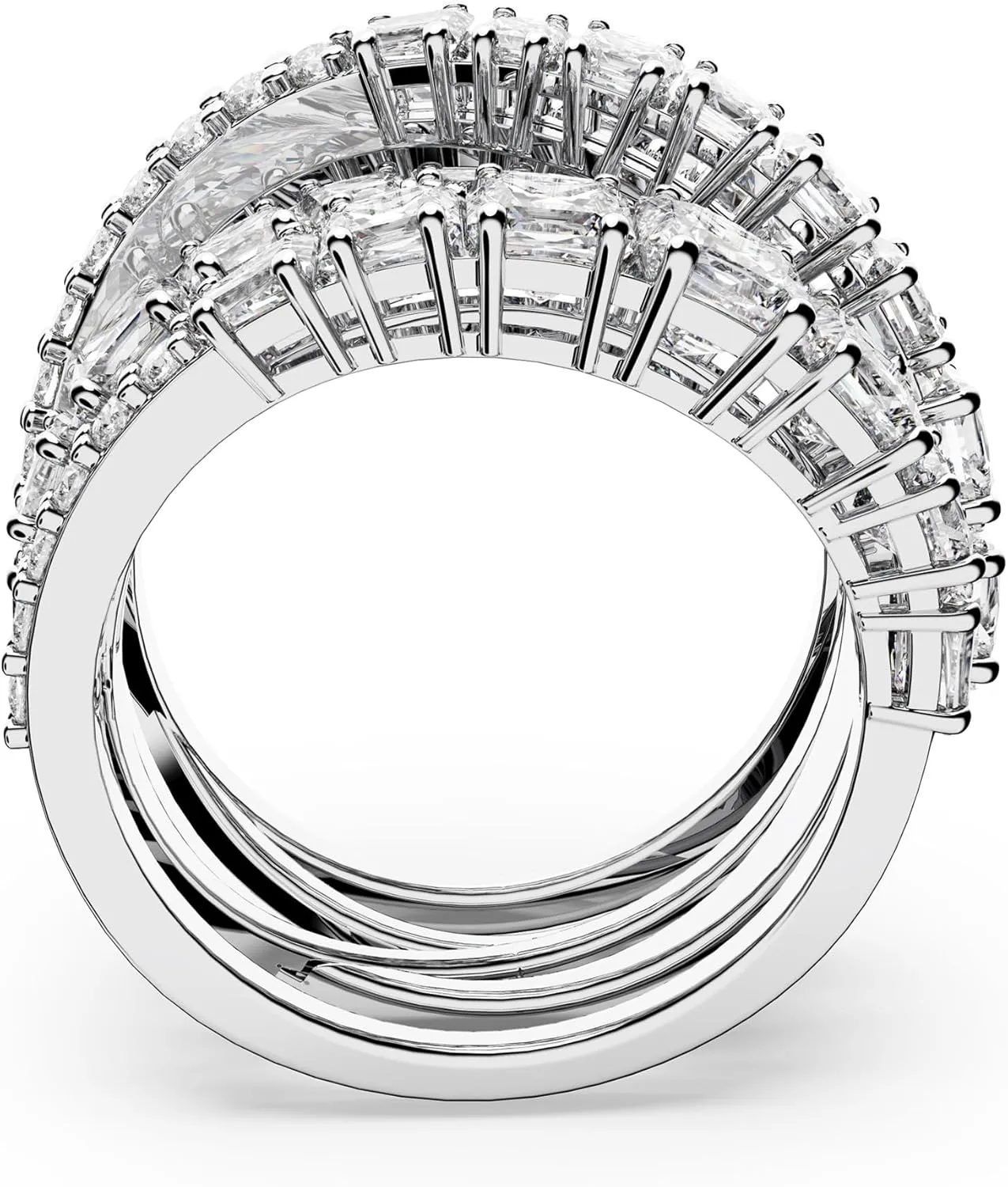 Swarovski Hypberola Ring, Mixed Cuts, Clear, Rhodium Finish