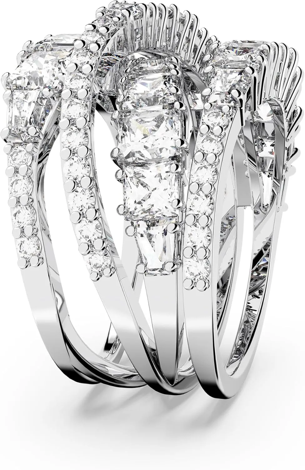 Swarovski Hypberola Ring, Mixed Cuts, Clear, Rhodium Finish