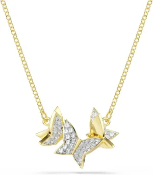 Swarovski Lilia necklace Butterfly, Clear, Gold Tone Finish