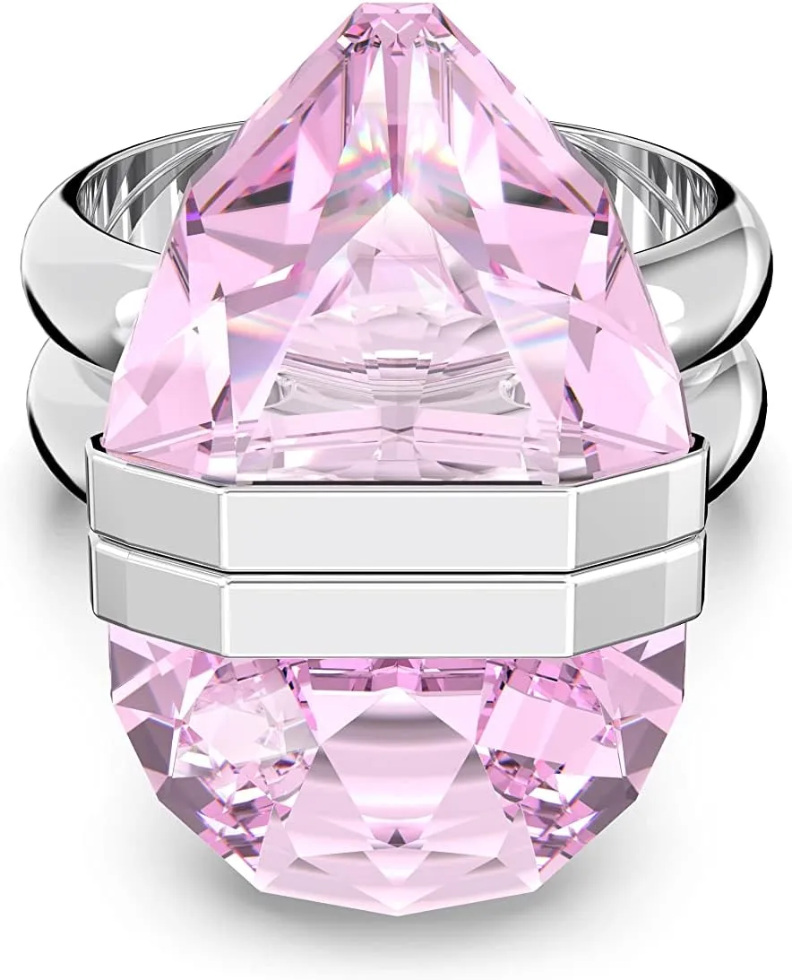 SWAROVSKI Lucent Crystal Ring Jewelry Collection, Rhodium Tone Finish, Pink Crystals