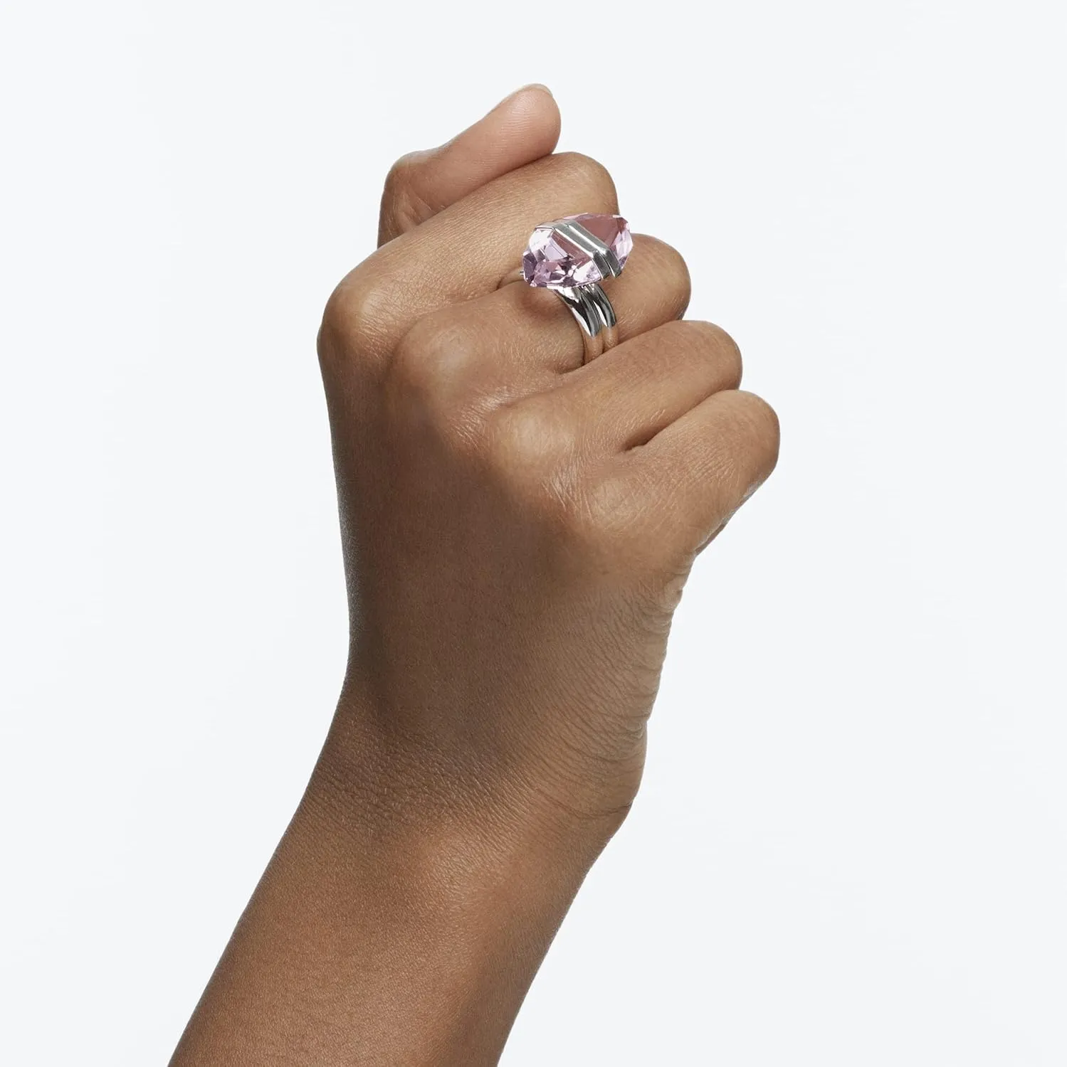 SWAROVSKI Lucent Crystal Ring Jewelry Collection, Rhodium Tone Finish, Pink Crystals