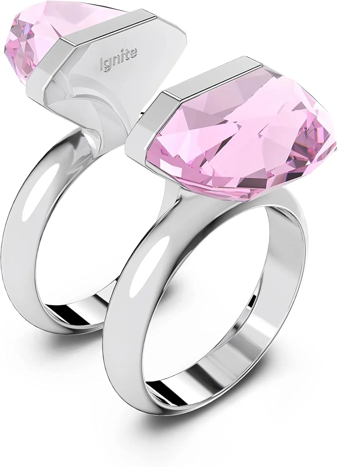 SWAROVSKI Lucent Crystal Ring Jewelry Collection, Rhodium Tone Finish, Pink Crystals