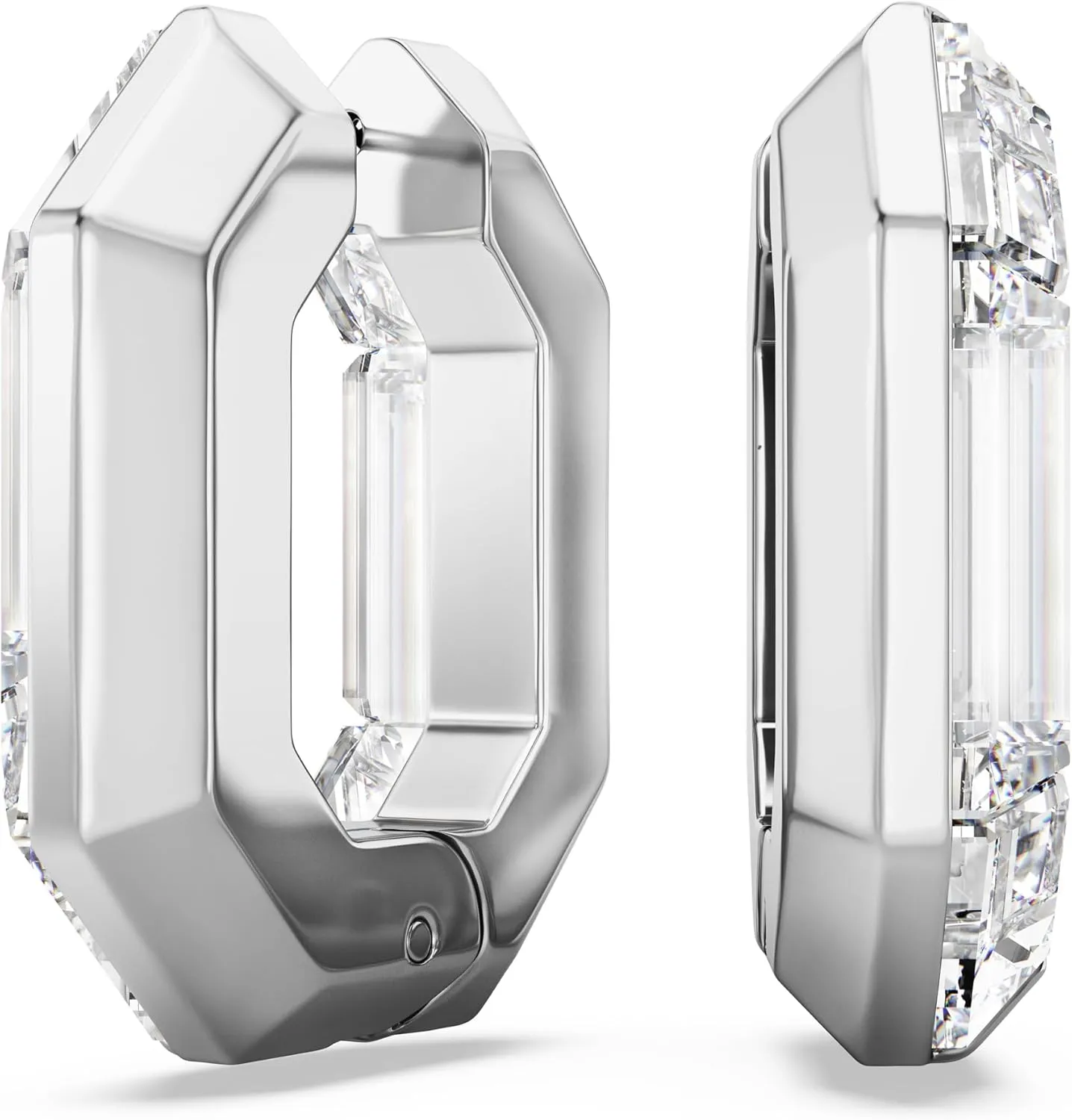 Swarovski Lucent Hoop Earrings, Octagon Shape, Small, Clear